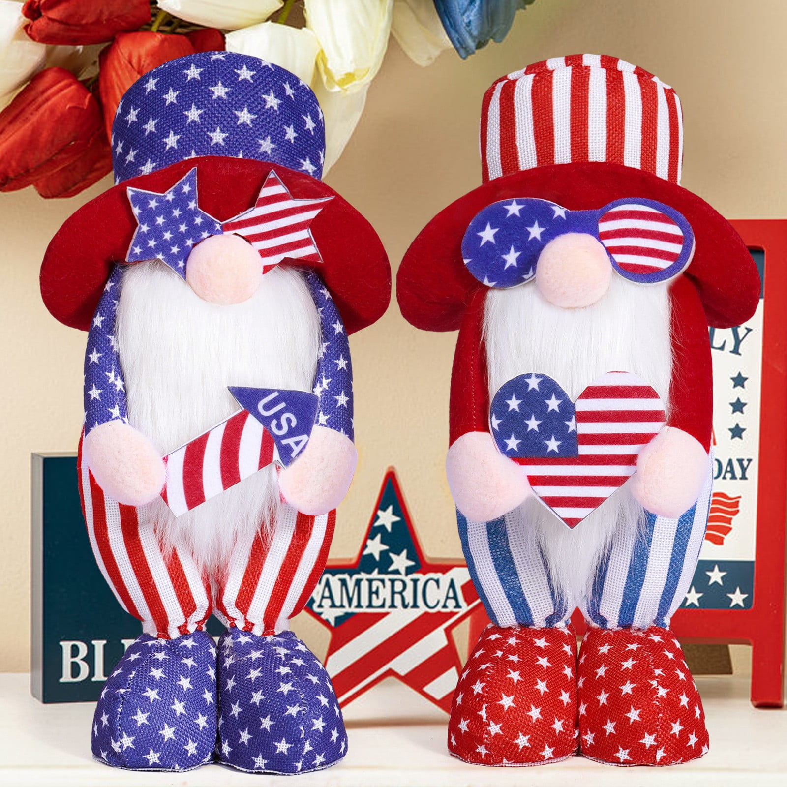 Cabilock Independence Day Dwarf Doll USA Gnome Adornment For Patriotic