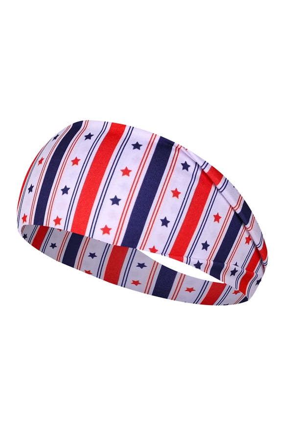 4th of July Decorations Gkeoshab Wide Elastic Headband 2026 New Independence Day Flag Printed Sports Sweat Wicking Fashion Stretchy Athletic Hair Band Blue