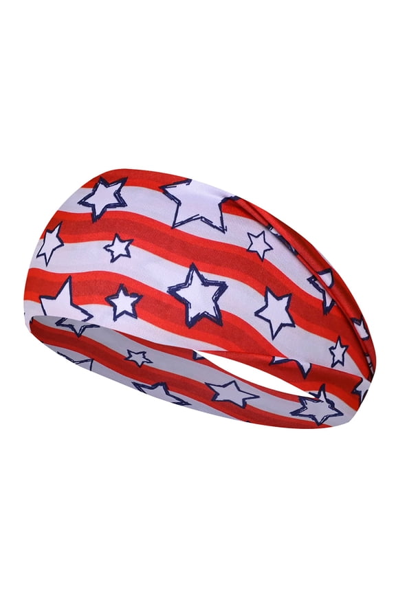 4th of July Decorations Gkeoshab Wide Elastic Headband 2026 New Independence Day Flag Printed Sports Sweat Wicking Fashion Stretchy Athletic Hair Band White