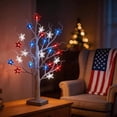 thumbnail image 1 of 4th of July Decorations Lighted Tree, 24 Inch Patriotic Tabletop Decor, 24 LED Red White & Blue Star Lights, 8 Modes USB & Battery Operated, July 4th Tree for Home Office Desk Mantel, 1 of 9