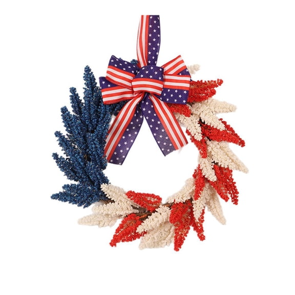 4th of July Decorations Outdoor Crescent Shaped Artificial Flower Wreath With Metallic Leaves And Dried Accents For Home Decor Wedding Table Centerpiece Wall Hanging