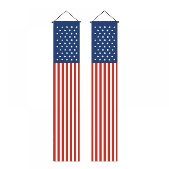 4th of July Decorations Outdoor - Hanging American Flag Banners Stars and Stripes Porch Sign -Patriotic Decor Party Supplies for July Fourth Memorial Day Independence Labor - Red White Blue (2 Pcs)