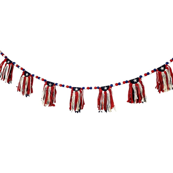 4th of July Decorations Patriotic 4th Of July Tassel Garland Red White Blue Beaded Flag For Independence Day Memorial Day Home Party Decor Memorial Day Outdoor Patriotic Fourth of July Decor