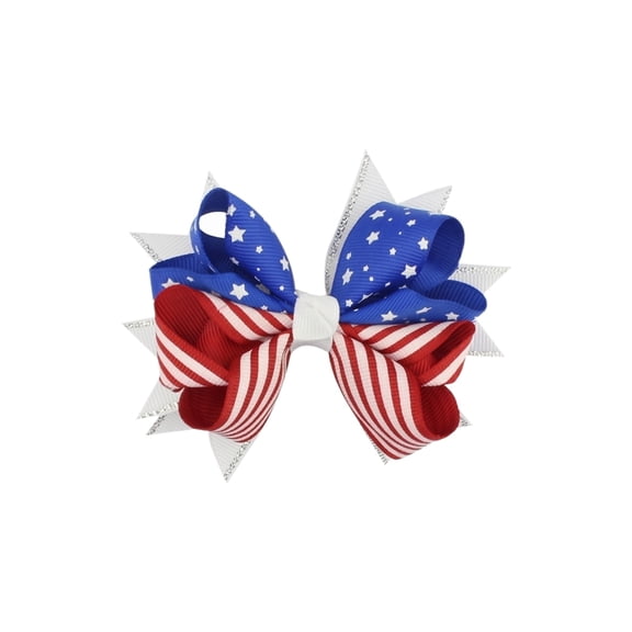 4th of July Decorations Patriotic Bow Hair Clips Stars and Stripes Ribbon Bows, 250Th Anniversary Aesthetic Hair Accessories for Women, Independence Day Accessories B104