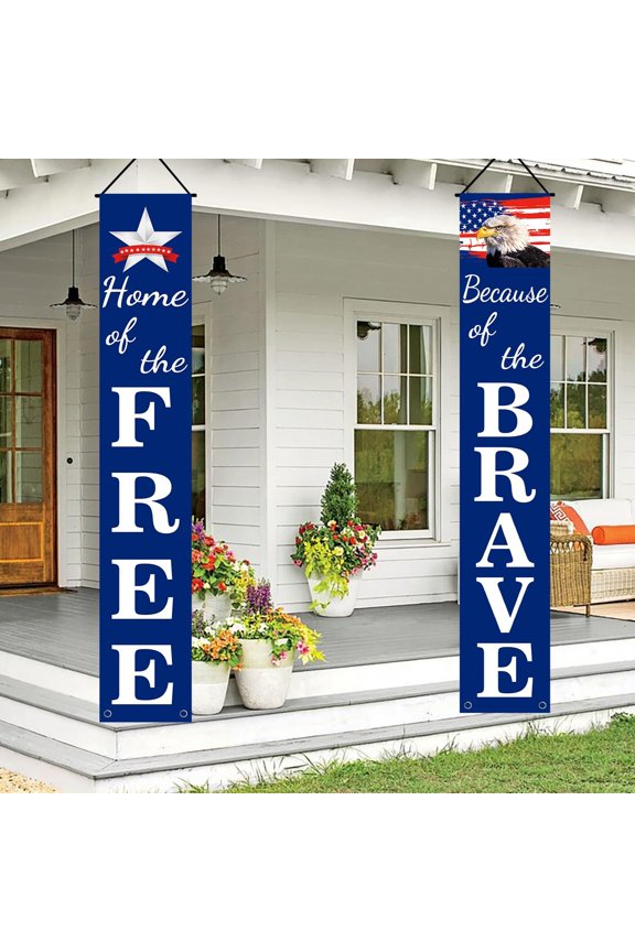 4th of July Decorations Patriotic Decor Pre-assembled Hanging Banners Memorial Day Flag Labor Veterans Armed Forces Military Homecoming Red White Blue Decorations