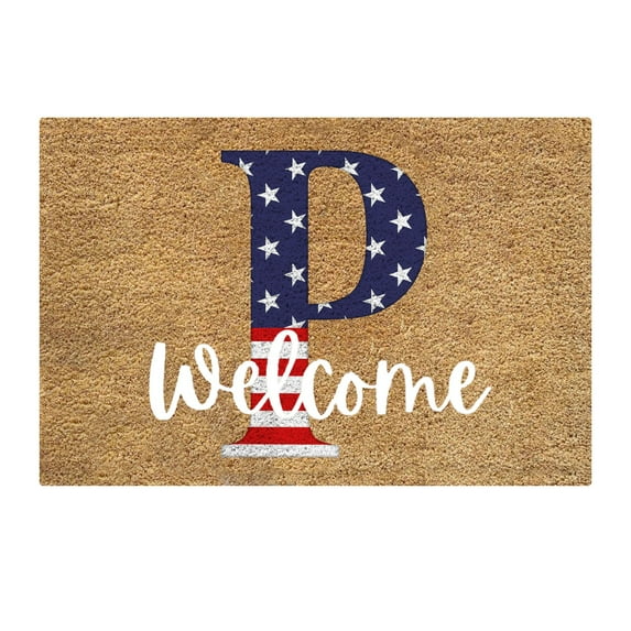 4th of July Decorations Patriotic Door Mat A-Z Alphabet Independence Day Outdoor Rug Home Decor Veterans Day Doormat Decorative Garden Proch Door Enterance Memorial Day Decoration