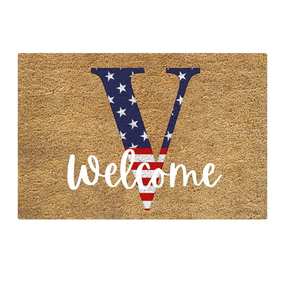 4th of July Decorations Patriotic Door Mat A-Z Alphabet Independence Day Outdoor Rug Home Decor Veterans Day Doormat Decorative Garden Proch Door Enterance Memorial Day Decoration