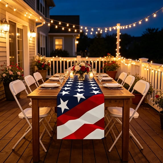 4th of July Decorations - Patriotic USA Stars Table Runner for Home | Memorial Day Decorations - 250th Anniversary Fourth of July Accessories Decor Party Supplies Indoor