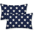 thumbnail image 1 of 4th of July Decorations Pillow Covers 12x20 Inch Set of 2, Independence Day Patriotic Navy Blue Stars Throw Pillows Linen Farmhouse Holiday Cushion Case for Sofa Living Room Outdoor Decor, 1 of 6