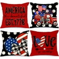 thumbnail image 1 of 4th of July Decorations Pillow Covers 18 x 18 Set of 4 Polka Dots Stars and Stripes Heart Truck Throw Pillow Covers Patriotic Pillows Independence Memorial Day Decor Cushion Case, 1 of 5