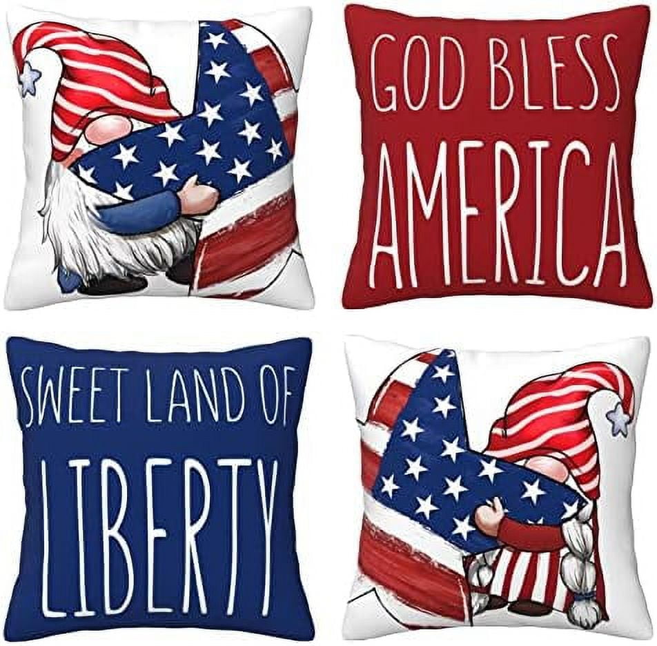 4th of July Decorations Pillow Covers 18x18 Patriotic Pillow ...