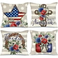 thumbnail image 1 of 4th of July Decorations Pillow Covers 18x18 Set of 4 Polka Dots Star and Strip Cross Bless America Floral Jar Throw Pillows Patriotic Pillows Independence Day Decor Cushion Case G327-18, 1 of 6