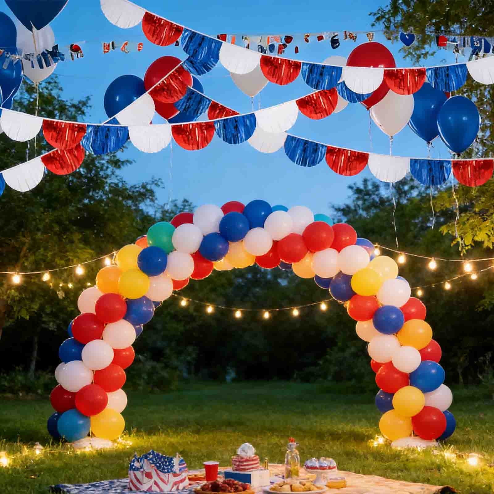 4th of July Decorations Red White Blue Fringe Garland Wall Hanging ...