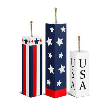 4th of July Decorations VIWING 4th of July Cool Office Gadgets for Desk 3 Pcs 4th Of July Wooden Table Decorations Patriotic Table Centerpieces Independence Day Wood Fourth Of July Table Signs For Ho