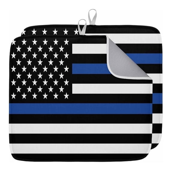 4th of July Dish Drying Mat 2 Pack - 18x24 Inch Blue Line Flag Kitchen ...