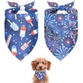 thumbnail image 1 of 4th of July Dog Bandanas 2Pack Independence Day,American Flag Reversible Triangle Patriotic Pet Scarf for Boy and Girl,Memorial Day Bandana for Small Medium Large Dogs Cats(Popsicles|Fireworks Medium), 1 of 5