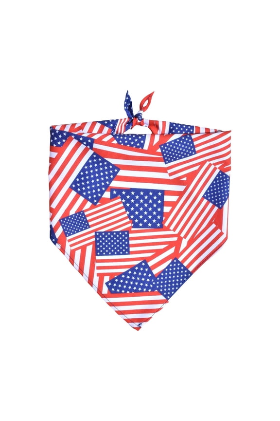 4th of July Dog Bandanas Slide on Collars American Flag Reversible Scarf for Small Medium Dogs Patriotic Bibs Slip Through Collar Attachments for Boy Girl Pet Grooming Accessories,A