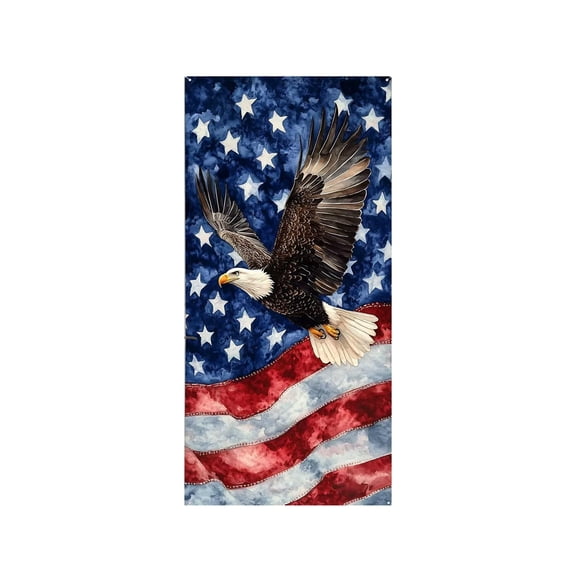 4th of July Door Cover 71"x35", Patriotic Independence Day Hanging Cloth Background, Reusable Polyester Door Curtain for Front Door Wall Party Anniversary
