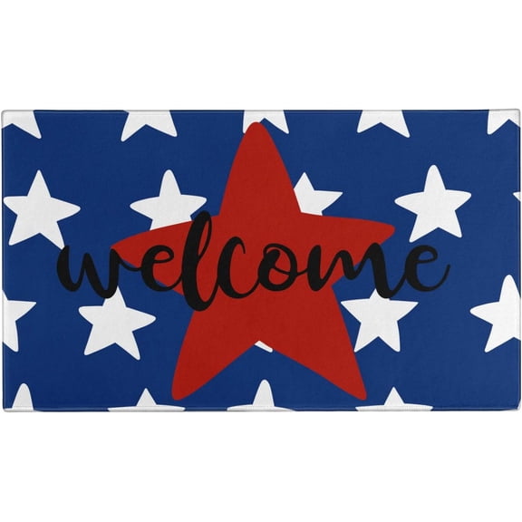 4th of July Door Mat,American Flag Star Indoor Outdoor Non-Slip Patriotic Summer Doormat,Entryway Front Porch Fourth of July Independence Day Welcome Door Mats for Entrance Decor 30" x 17"