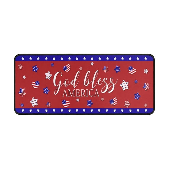 4th of July Door Mat Independence Day Outdoor Door Mat 4th of July Rugs Front Door Mats Outdoor Non-Slip Pvc Backing Welcome Mat for Front Door Deals for Indoor Outdoor 16 x 48 Inch
