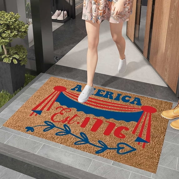 4th of July Door Mat Memorial Day Decorations Outdoor Outside Door Mats America Outdoor Mats for Home Entrance Non Slip Mat Welcome Mat Outdoor Deal of The Day for Entrance Decor 16x24In