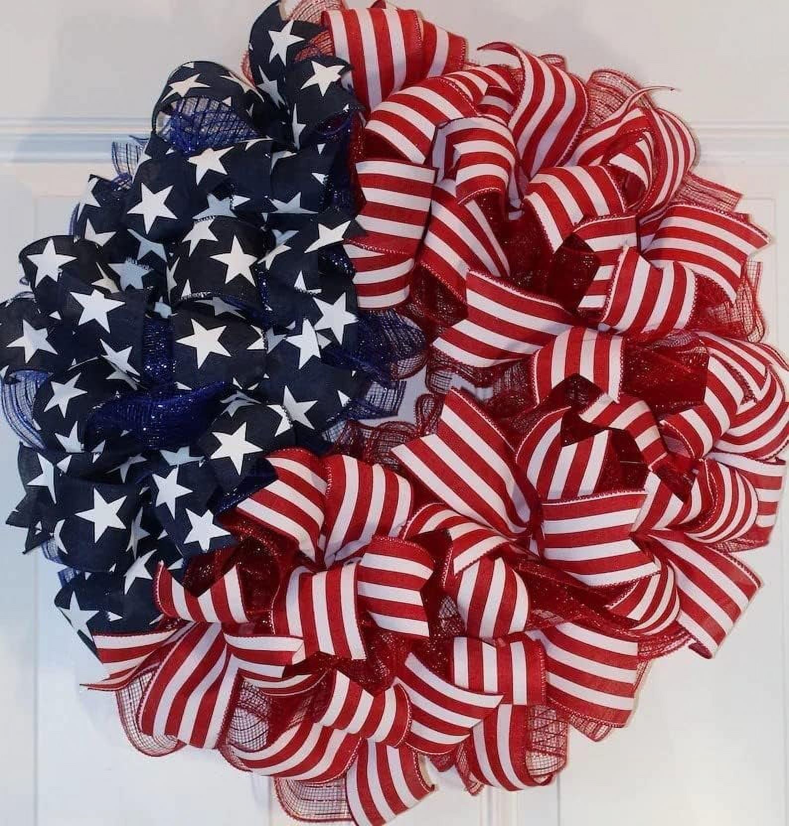 4th of July Door Wreath - Red White and Blue Wreath, Patriotic Wreath ...