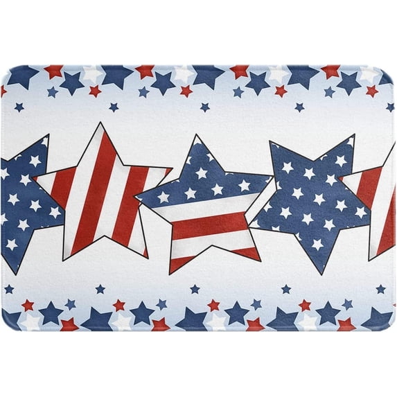 4th of July Doormat Absorbent Floor Mats, American Star Blue Ombre Independence Day Non-Slip Front Door Mat Entry Door Rugs Outdoor Indoor Home Decorative, 16x24 Inch