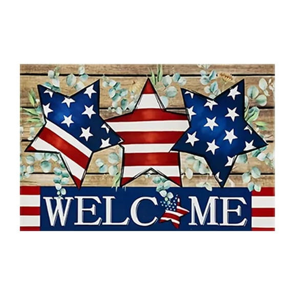 4th Of July Doormat, Patriotic Welcome Mat with Stain Fade Resistant, Non Slip Outdoor Indoor Entryway Rug for Front Door Decor, Independence Day Home Decor,40x60cm