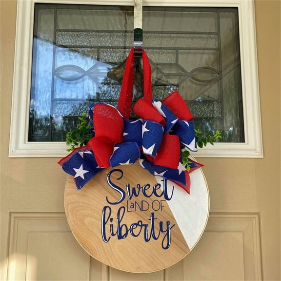 4th of July Doorplate; Independence Day Patriotic Door Sign; Red White and Blue Memorial Day Wooden Plaque; American Flag Holiday Doorplate; Commemorative Garden Sign Front Door Decor