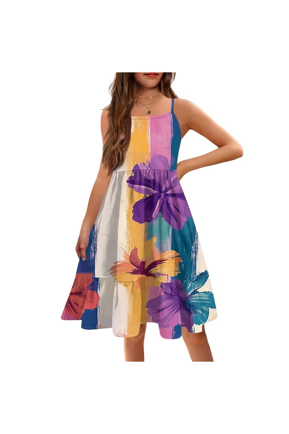 4th of July Dresses for Girls Size 10-12 American Flag Dresses Sleeveless Independence Day Stars Striped 4th of July Dress Patriotic Midi Party Dress with Pockets