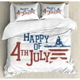 thumbnail image 1 of 4th of July Duvet Cover Set, Grunge Celebration of Independence Day of United States of America, Decorative 3 Piece Bedding Set with 2 Pillow Shams, King Size, Ruby Violet Blue White, by Ambesonne, 1 of 3