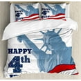 thumbnail image 1 of 4th of July Duvet Cover Set King Size, Festive Independence Day Design with Old Glory Stripes and Stars Lady Liberty, Decorative 3 Piece Bedding Set with 2 Pillow Shams, Multicolor, by Ambesonne, 1 of 3