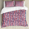 thumbnail image 1 of 4th of July Duvet Cover Set, Patriotic Art Design Repetitive Vertical Stripes and Star Shapes, Decorative 3 Piece Bedding Set with 2 Pillow Shams, King Size, White Red Dark Lavender, by Ambesonne, 1 of 3