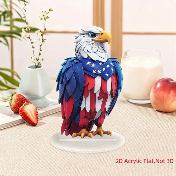 4th of July Eagle Decor, 2D Flat Patriotic Art Ornament, Exquisite Handmade Craft for Home Entryway Living Room Festive Display & Year-round Decoration