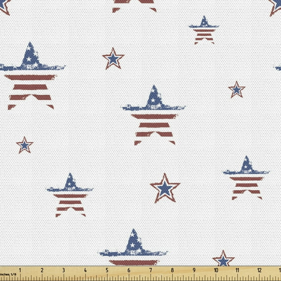 Ambesonne 4th of July Fabric by the Yard Upholstery, Patriotic Pattern, 5 Yards, Multicolor