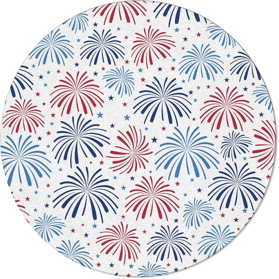 4th of July Fireworks, Elastic Fitted Edged Round Tablecloth Fade Resistant Anti-Shrink Table Cloth Washable Table Cover for Indoor or Outdoor and Anywhere You Wanna use it 60"X 60"