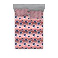 thumbnail image 1 of 4th of July Fitted Sheet & Pillow Sham Set, Flag of the America with Stars and Stripes Pattern Old Glory, Decorative Printed 6 Piece Bedding Decor Set, Calking, Cobalt Blue Vermilion, by Ambesonne, 1 of 3