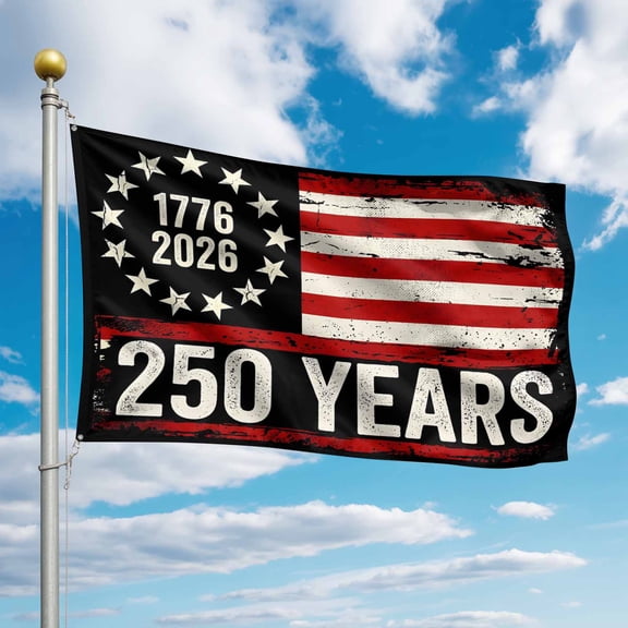 4th of July Flags for Outside 2x3 ft 250 Years American Flag Outdoor Flags Double Sided Grommets Red White Black Star Stripes Patio Yard Flag for Outdoor Party Porch Independence Day
