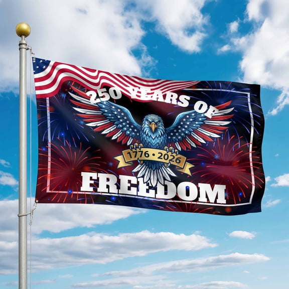4th of July Flags for Outside 2x3 ft 250 Years of Freedom Outdoor Flags Double Sided Grommets American Flag Eagle Fireworks Patio Yard Flag for Outdoor Party Porch Independence Day