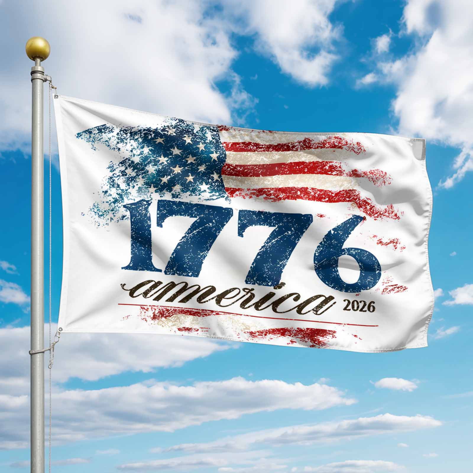 4th of July Flags for Outside 2x3 ft America1776-2026 Outdoor Flags Double Sided Grommets House Banner Vintage USA Flag Patio Yard Flag for Outdoor Party Porch Garden Independence Day Decor