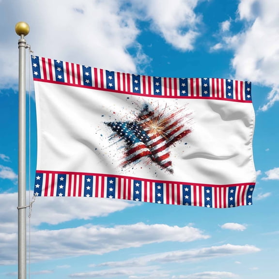 4th of July Flags for Outside 2x3 ft American Flag Fireworks Outdoor Flags Double Sided Grommets House Banner Patriotic Star Stripes Patio Yard Flag for Outdoor Party Porch Independence Day