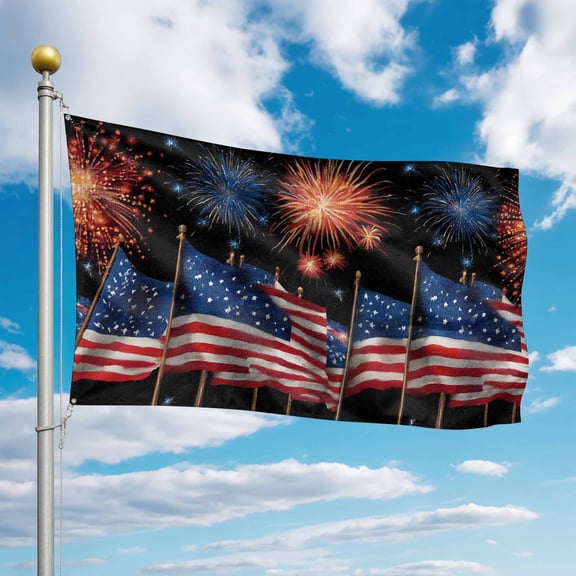 4th of July Flags for Outside 2x3 ft American Flag Outdoor Flags Double Sided Grommets House Banner Red White and Blue Fireworks Patio Yard Flag for Outdoor Party Porch Independence Day Decor