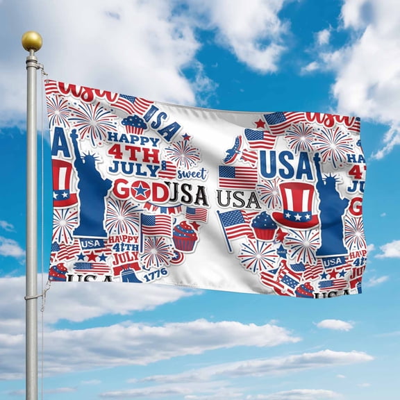 4th of July Flags for Outside 2x3 ft Statue of Liberty Outdoor Flags Double Sided Grommets House Banner July 4th USA Flag Fireworks Patio Yard Flag for Outdoor Party Porch Independence Day