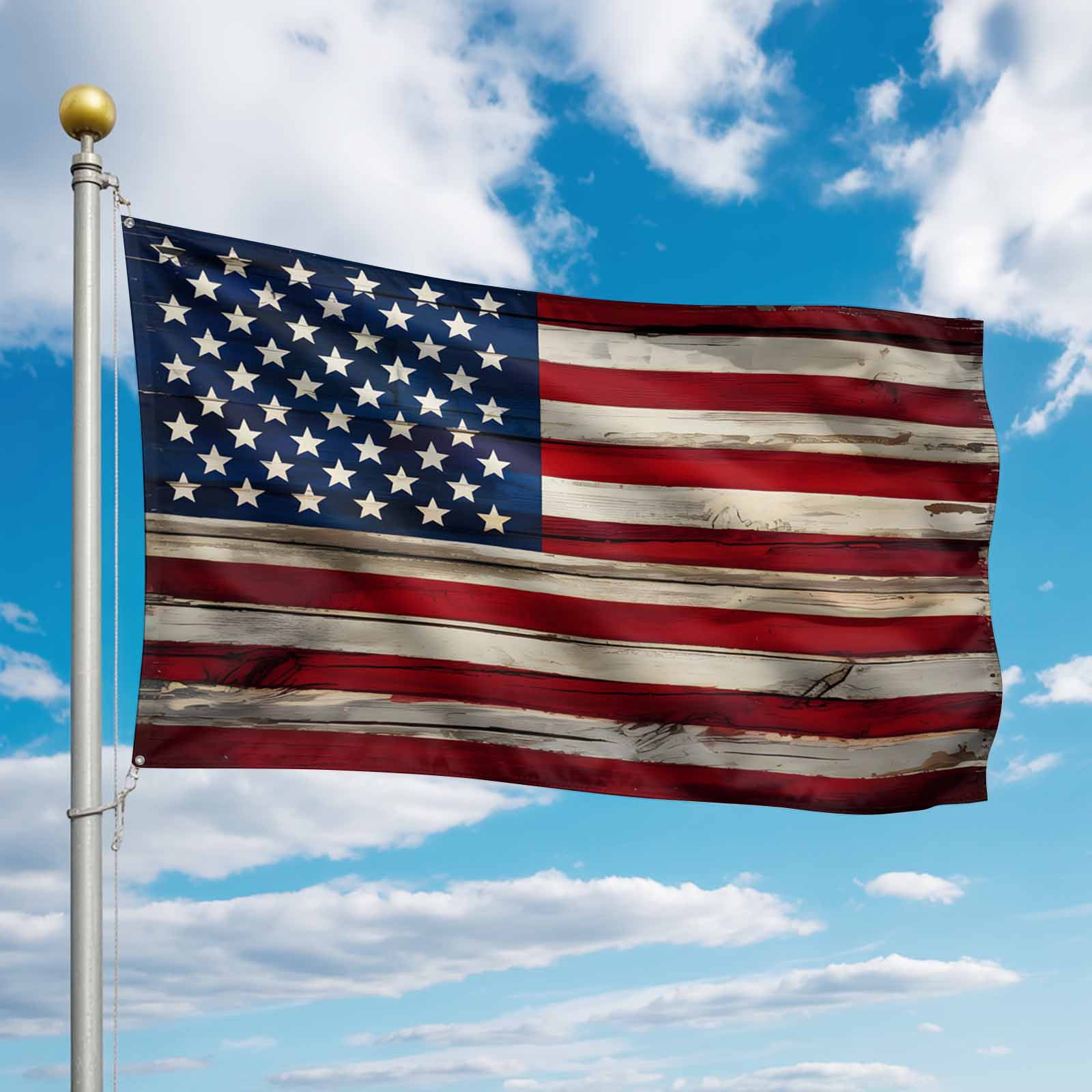 4th of July Flags for Outside 3x5 ft American Flag Outdoor Flags Double Sided Grommets House Banner Retro USA National Flag Patio Yard Flag for Outdoor Party Porch Independence Day Decor