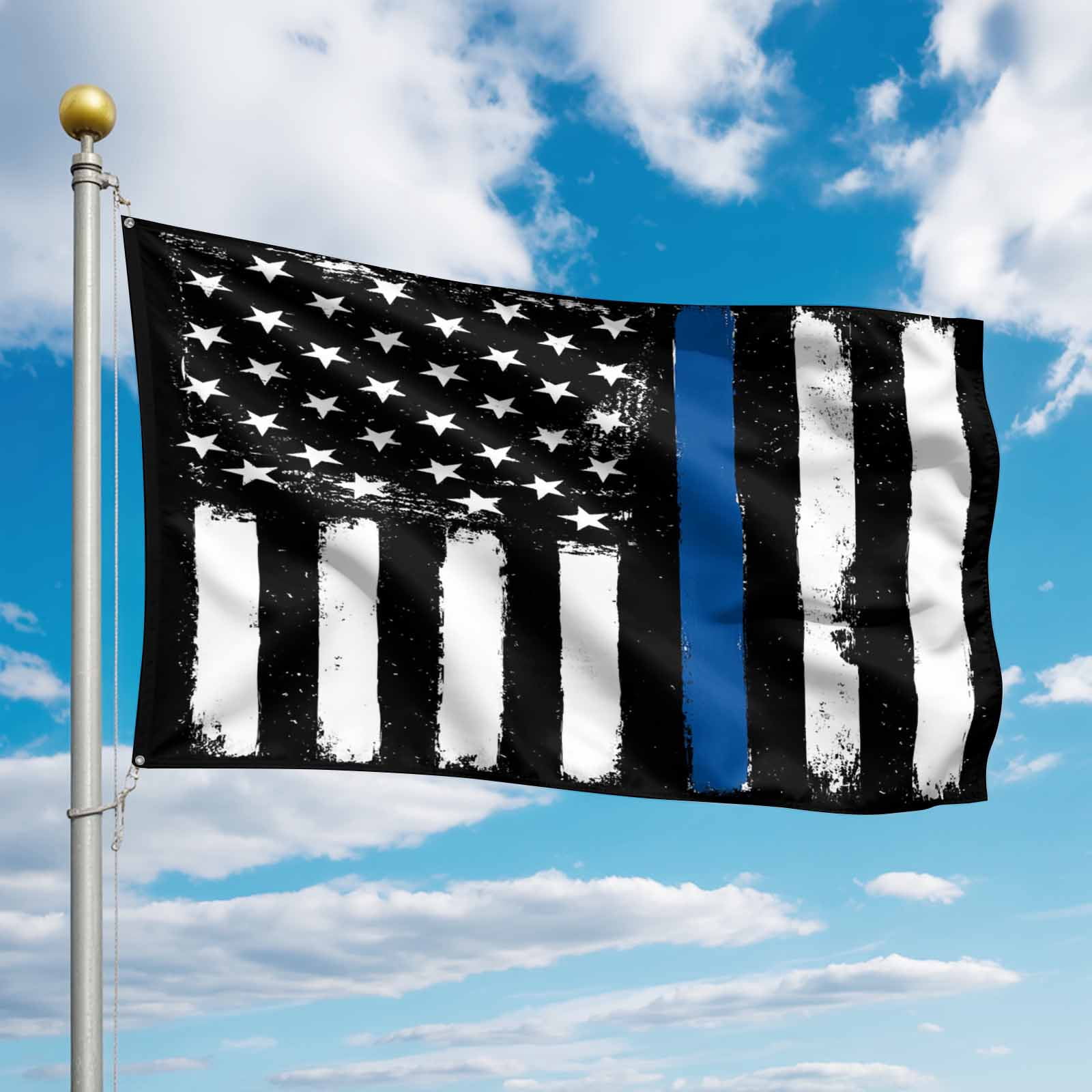 4th of July Flags for Outside 3x5 ft American USA Flag Sloth Outdoor Flags Double Sided Grommets House Banner Black White And Blue Line Patio Yard Flag for Outdoor Party Porch Independence Day Decor