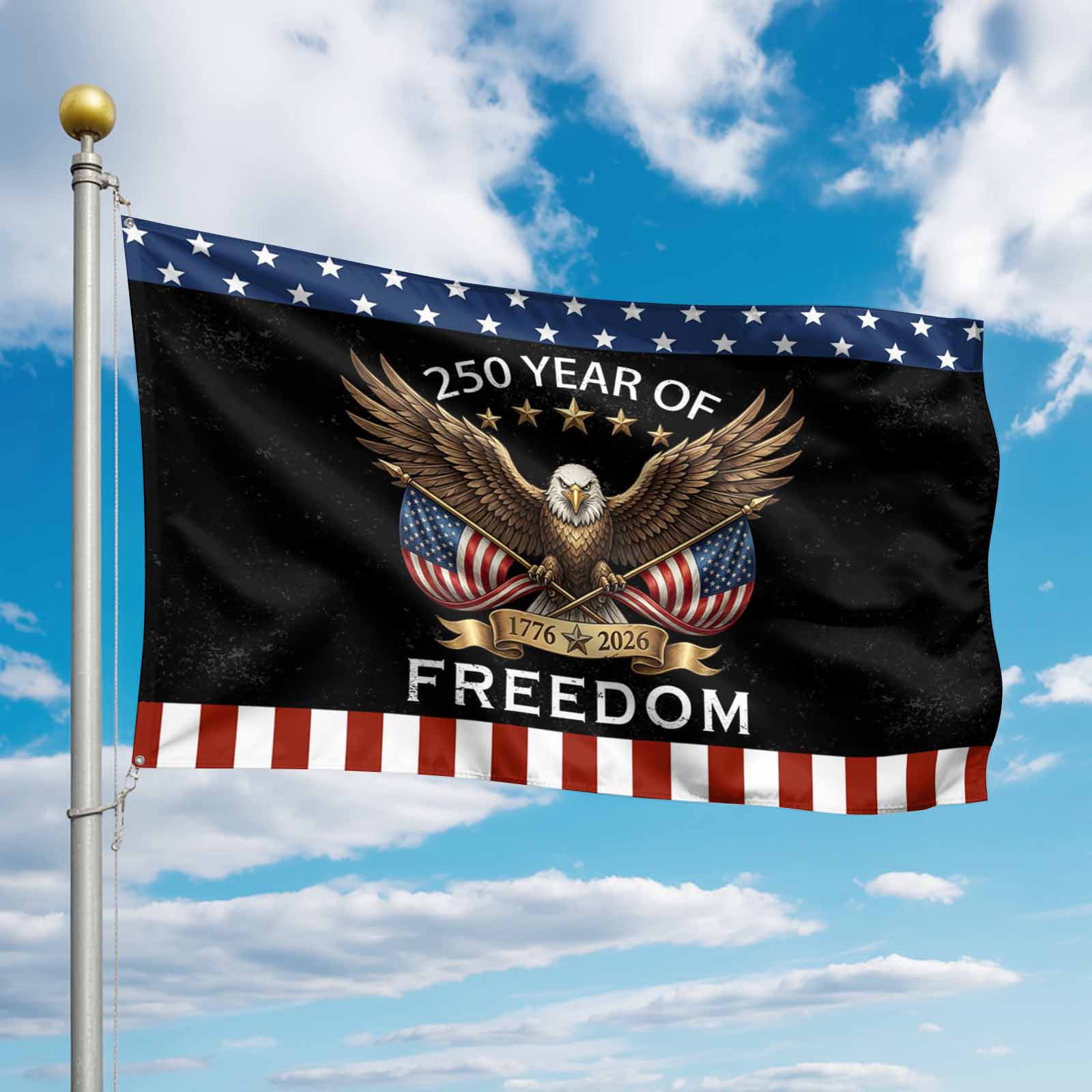 4th of July Flags for Outside 3x5 ft American Years Outdoor Flags Double Sided Grommets House Banner Patriotic Freedom Eagle USA Flag Patio Yard Flag for Outdoor Party Porch Independence Day