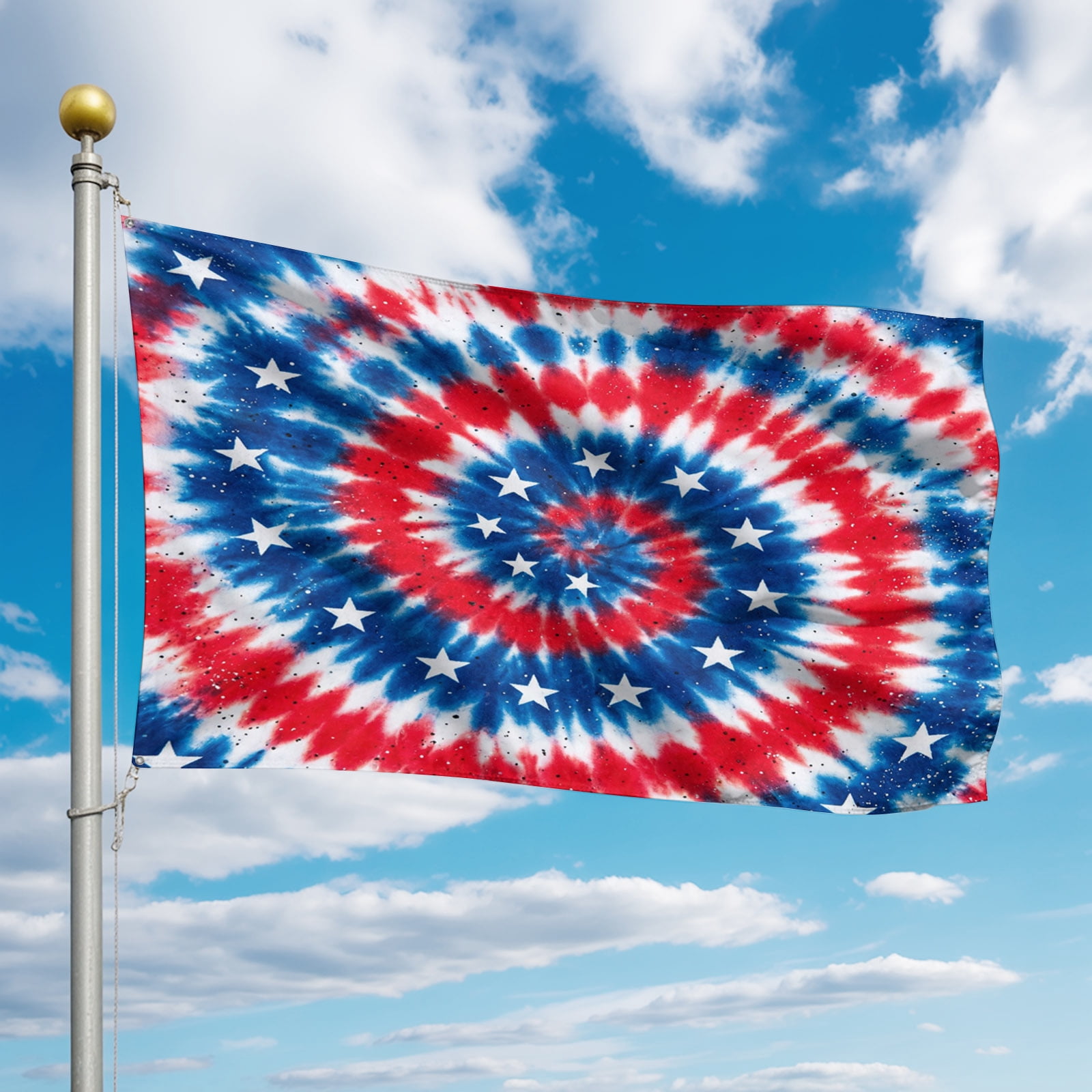 4th of July Flags for Outside 3x5 ft Patriotic Stars USA Flag Outdoor Flags Double Sided Grommets House Banner Tie Dye American Flag Patio Yard Flag for Outdoor Party Porch Independence Day