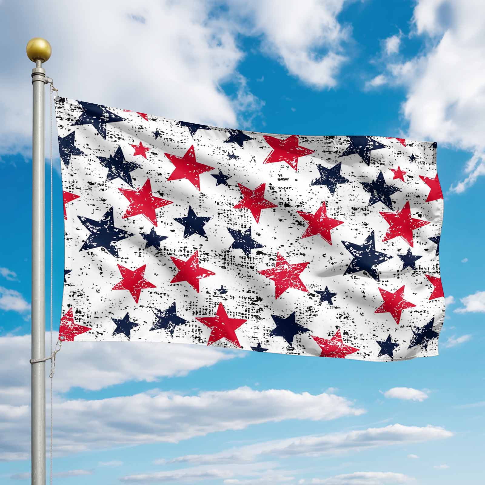 4th of July Flags for Outside 3x5 ft Red White Blue Stars Stripes Outdoor Flags Double Sided Grommets House Banner Vintage USA Flag Patio Yard Flag for Outdoor Party Porch Independence Day