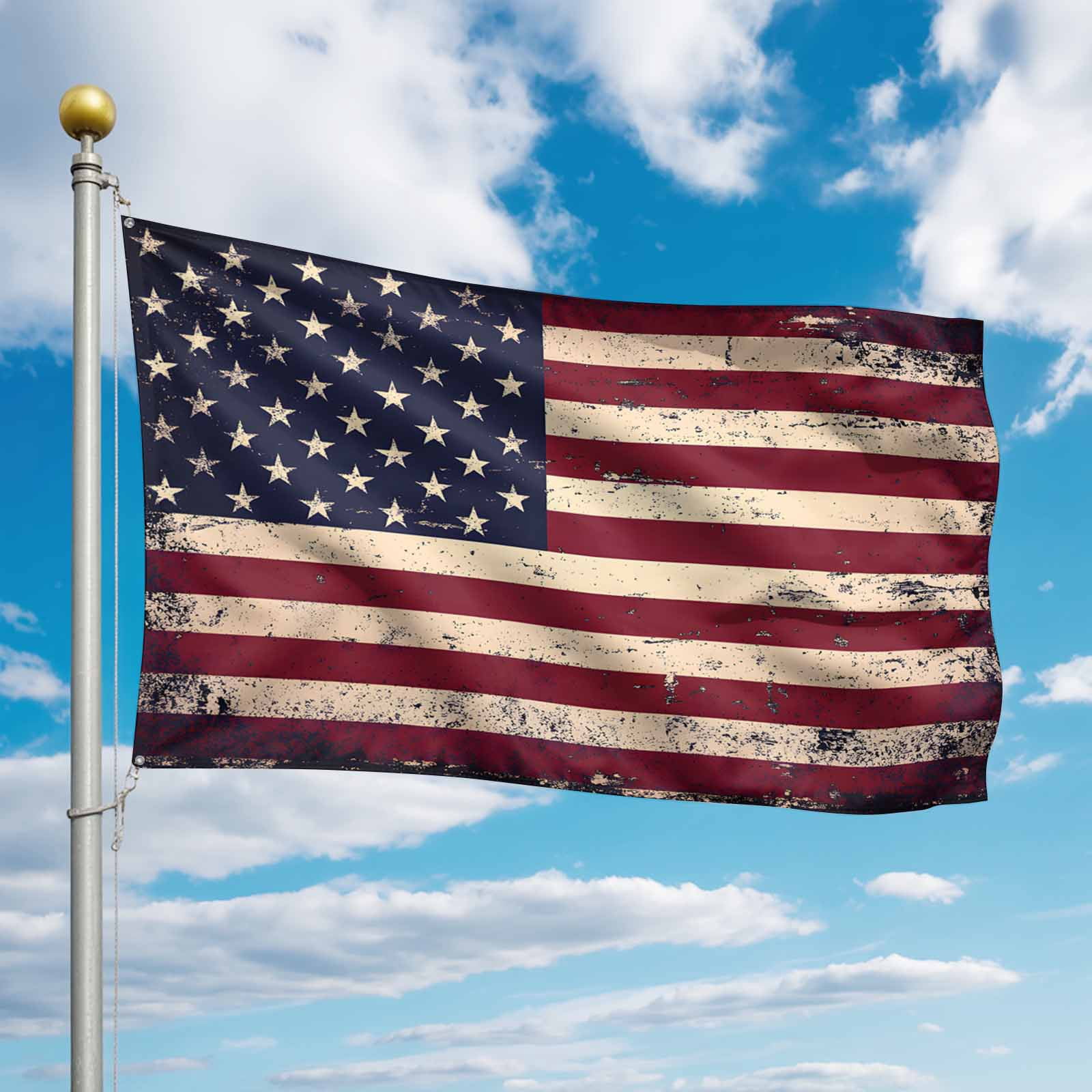 4th of July Flags for Outside 3x5 ft Retro USA Flag Outdoor Flags Double Sided Grommets House Banner Freedom Patio Yard Flag for Outdoor Party Porch Garden Independence Day Decor