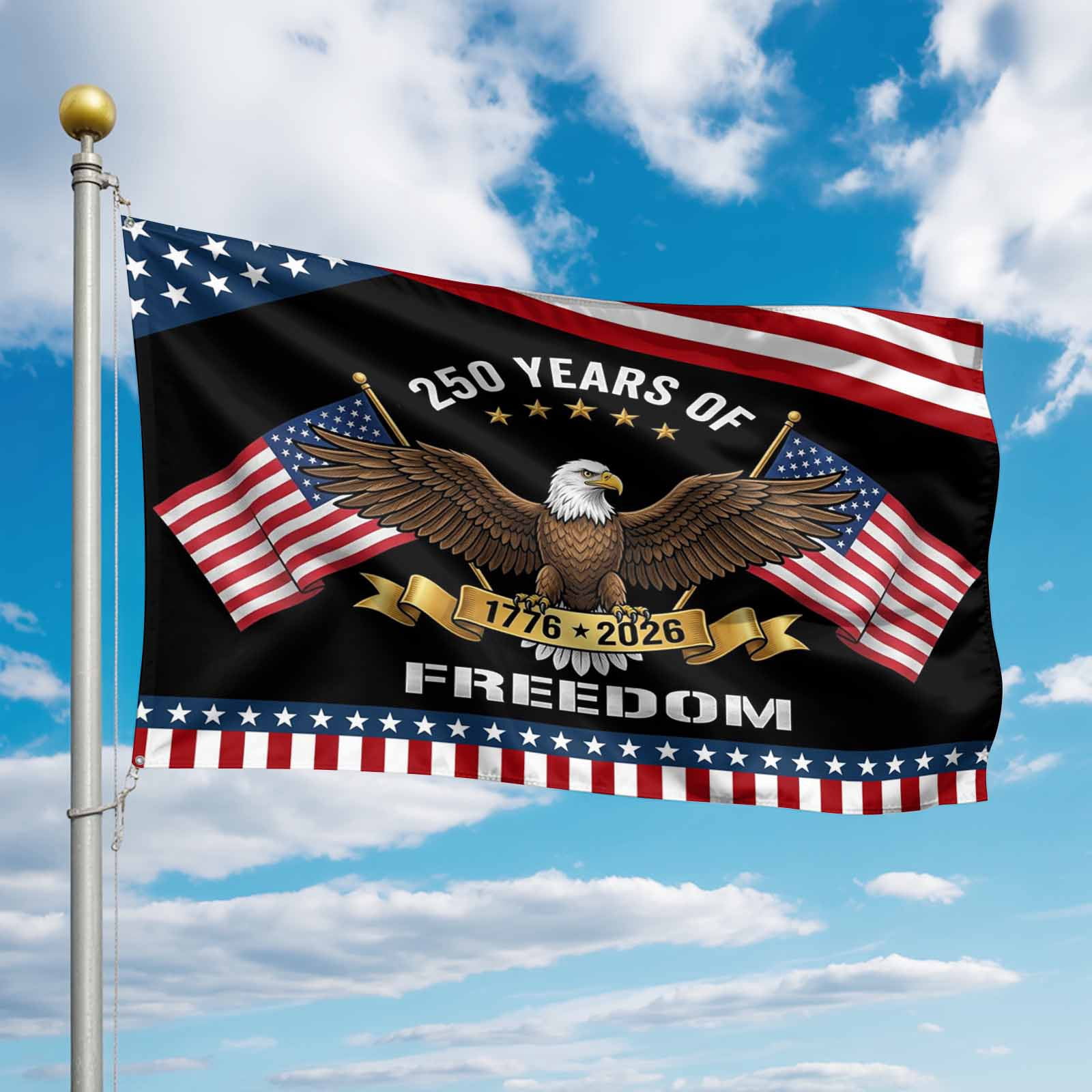4th of July Flags for Outside 3x5 ft Years of Freedom Outdoor Flags Double Sided Grommets House Banner Patriotic Stars USA Flag Eagle Patio Yard Flag for Outdoor Party Porch Independence Day